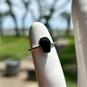 Sterling Silver Onyx Coffin Ring